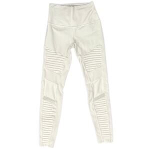 Alo Ivory White High-Waist Moto Mesh Leggings size XS Athleisure Yoga Workout